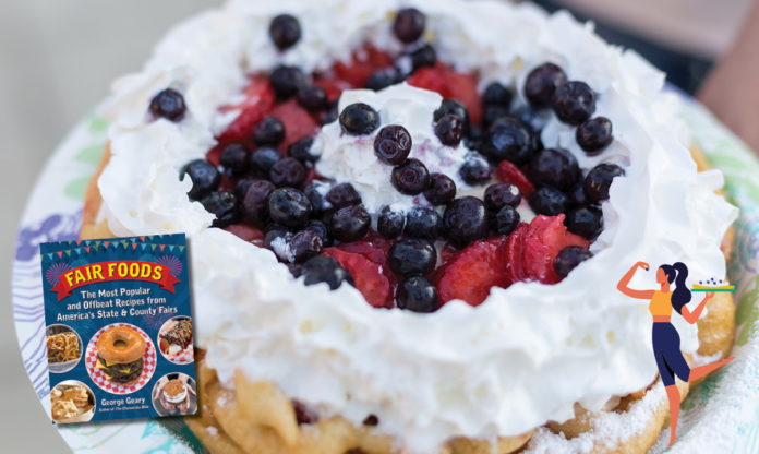 funnel-cake-with-berries-recipe Close-up of a funnel cake with berries